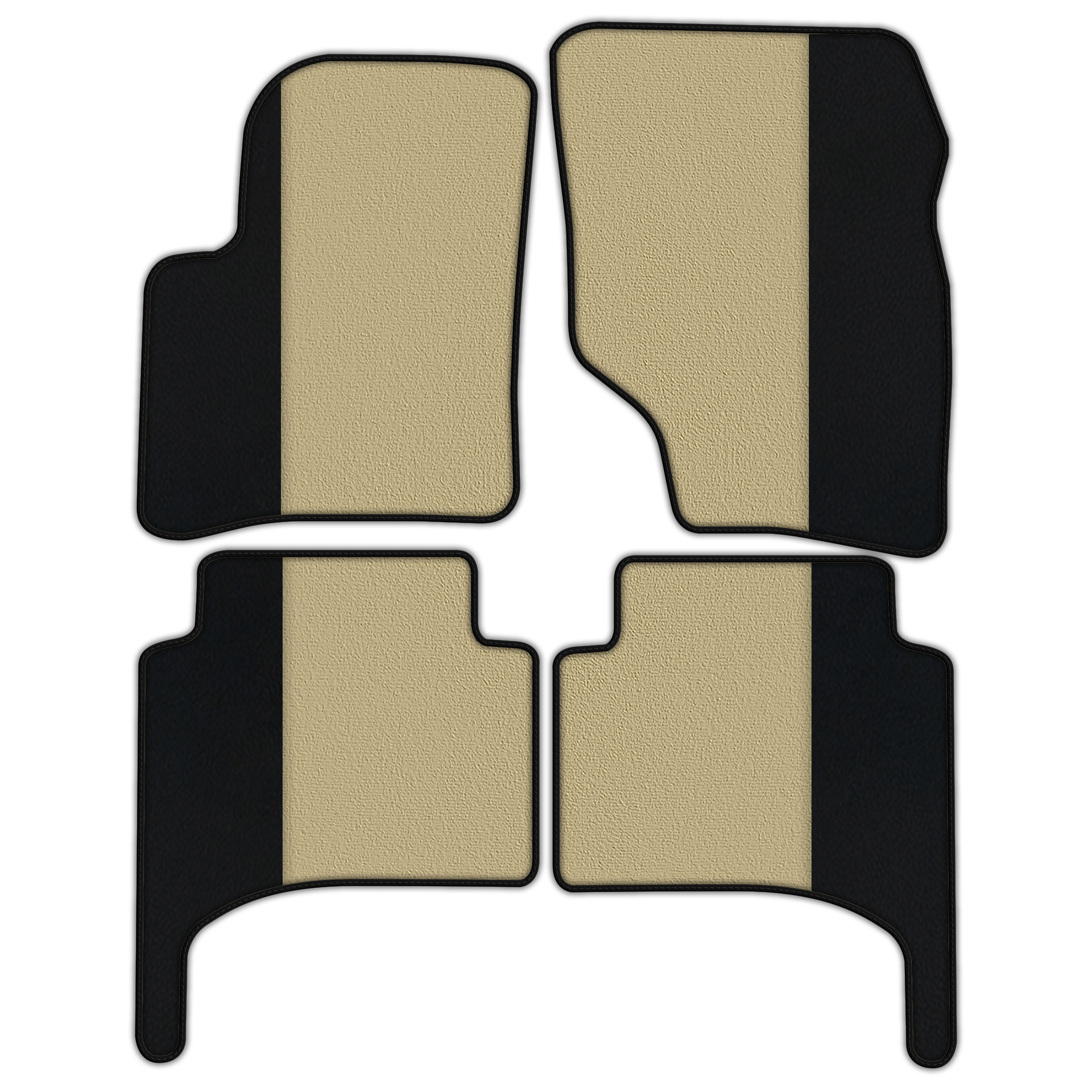 Schwarze Fußmatten für Porsche Cayenne (2003–2010) mit grünem Leder-ER56-Design - ER56 Design