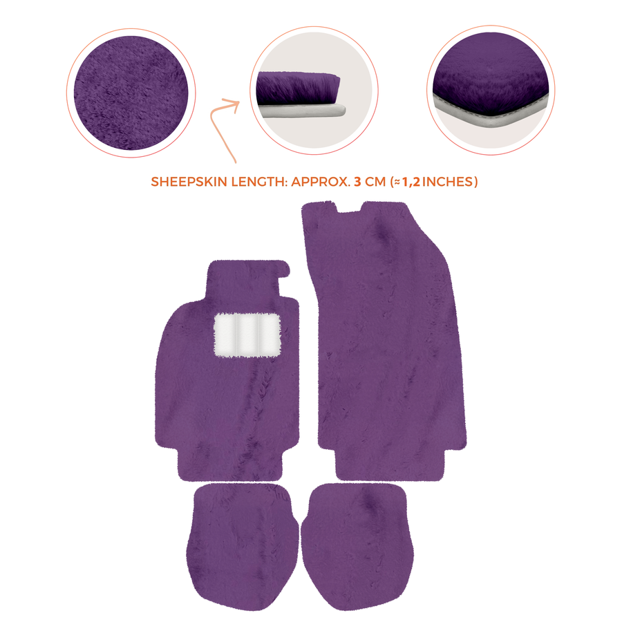Sheepskin Floor Mats for Porsche 911 - 964 (1989-1994) - Sheepskin Length, Various Color Options