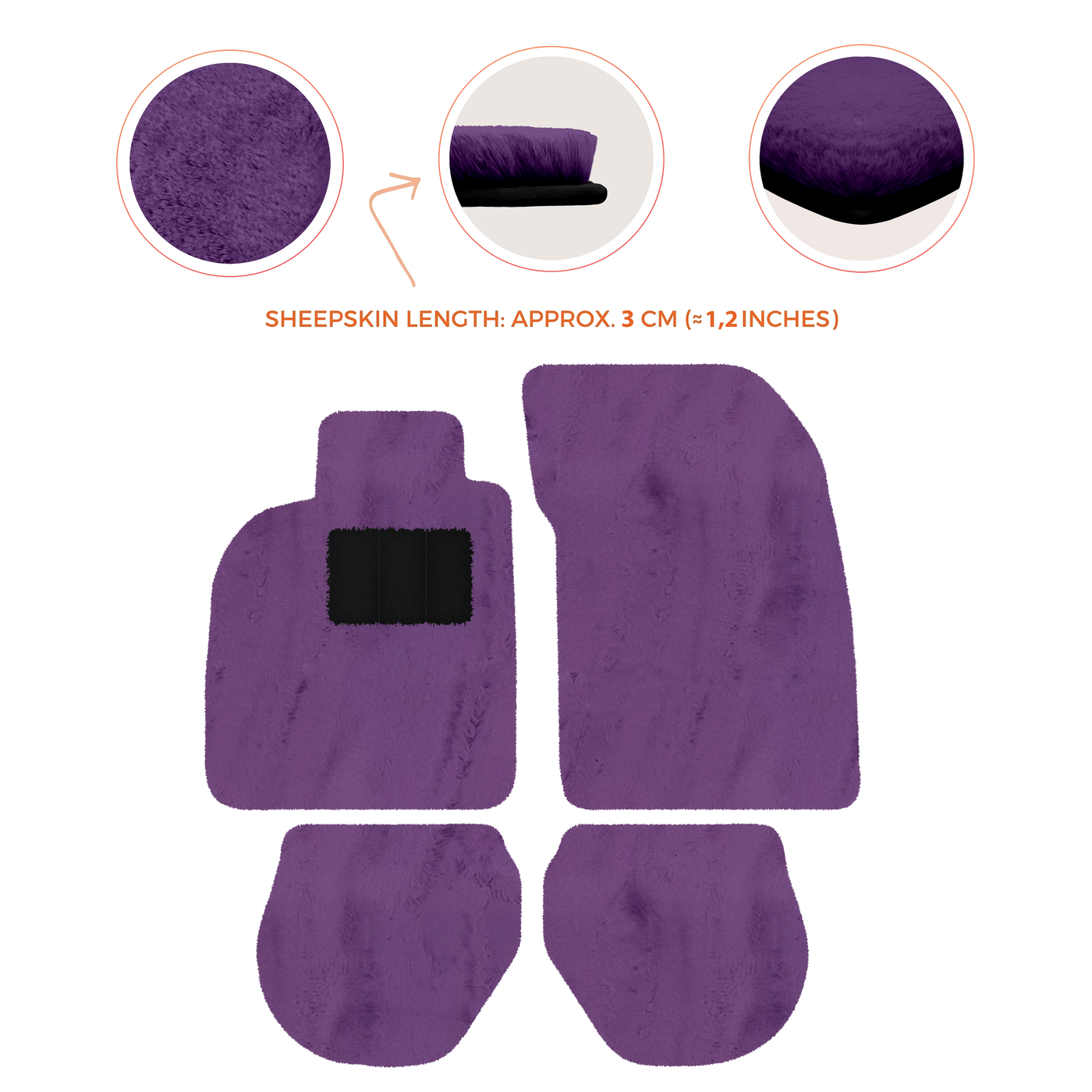 Sheepskin Floor Mats for Porsche 911-993 (1993-1998) - Sheepskin Length, Various Color Options