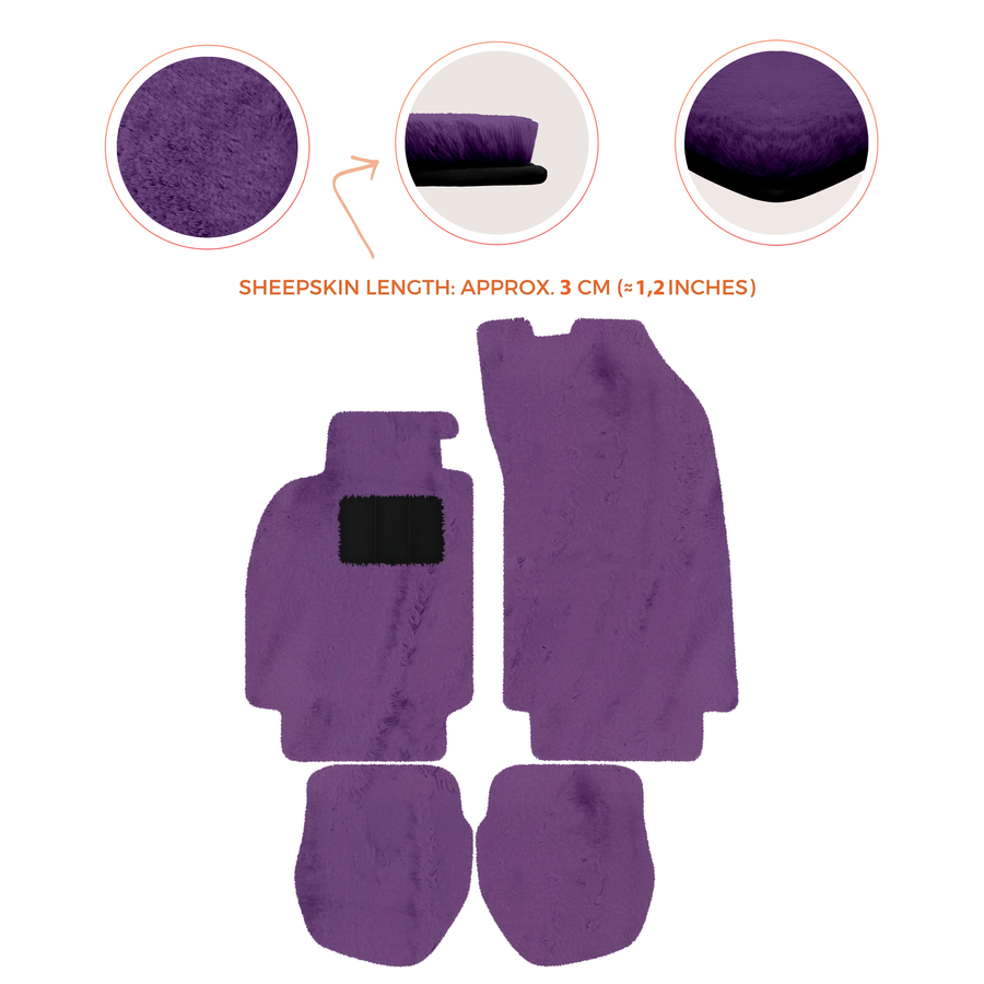 Sheepskin Floor Mats for Porsche 911 - 964 (1989-1994) - Sheepskin Length, Various Color Options