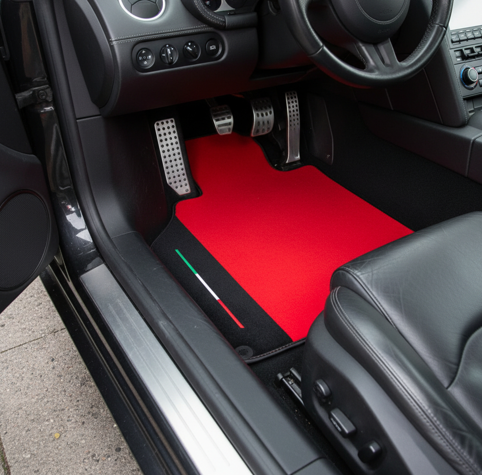 Custom Red Floor Mats for Lamborghini Gallardo With Alcantara Leather