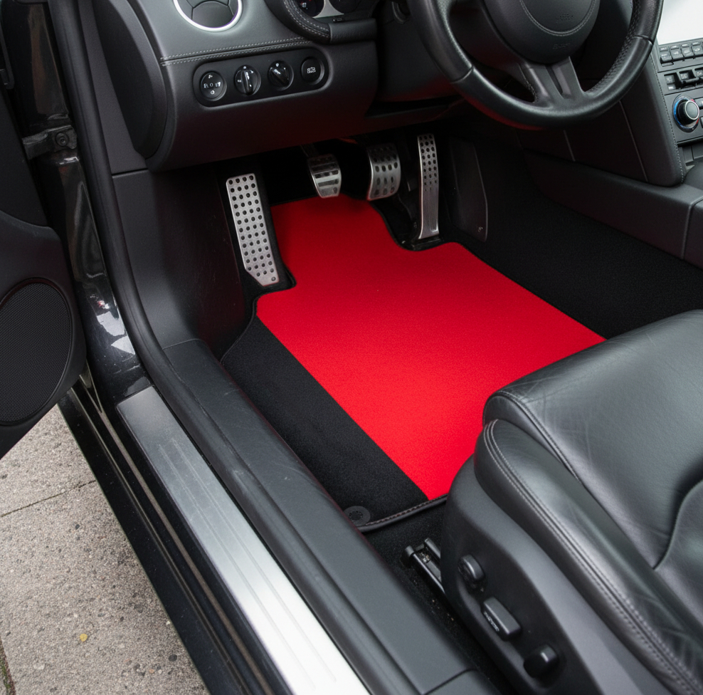 Custom Red Floor Mats for Lamborghini Gallardo With Alcantara Leather