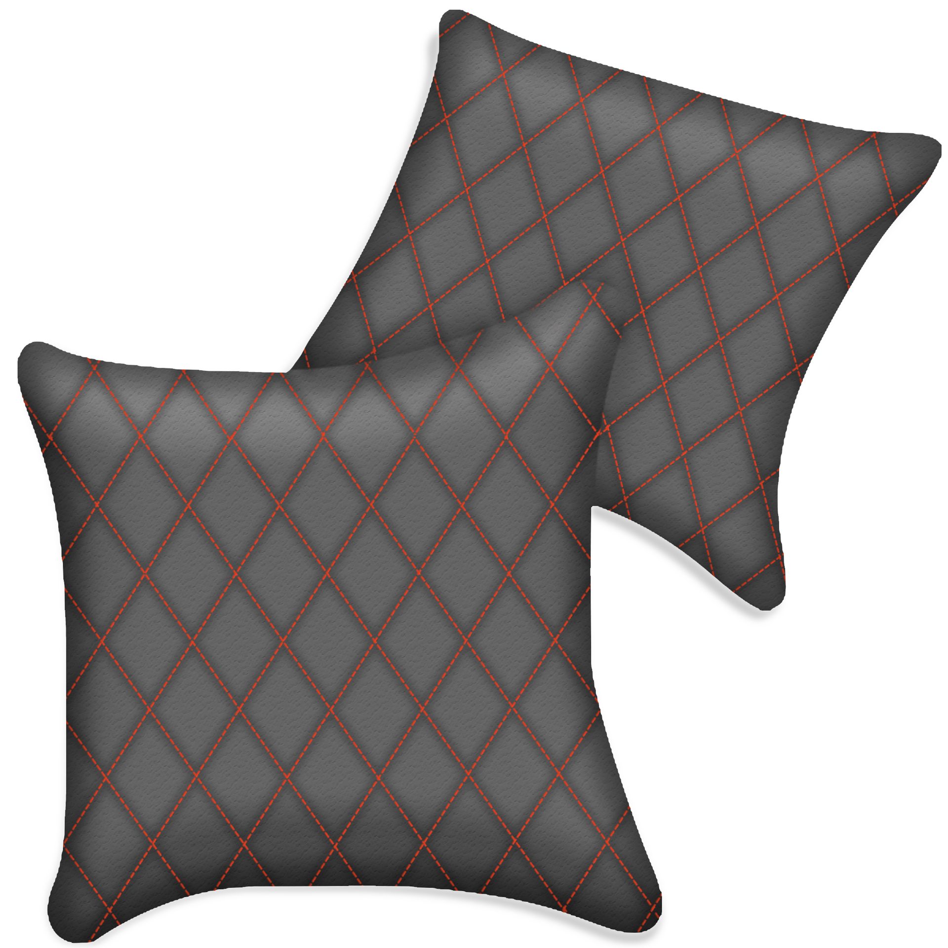 Customizable Gray Leather Pillows Set of 2 for All Vehicles | Single Diamond Pattern