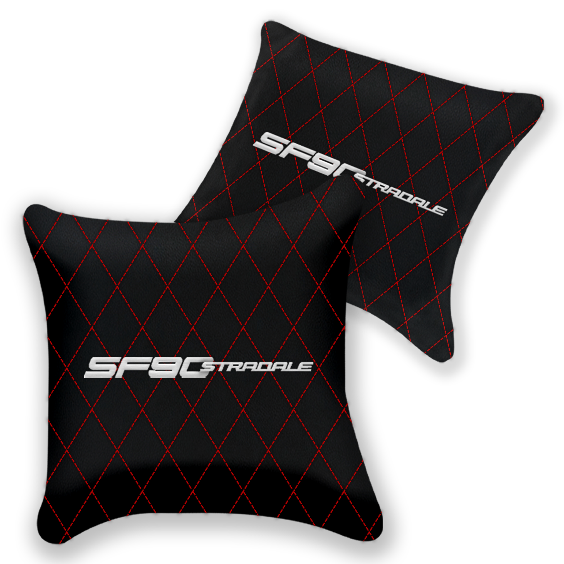 Customizable Black Leather Ferrari SF90 Stradale Pillows - Set of 2