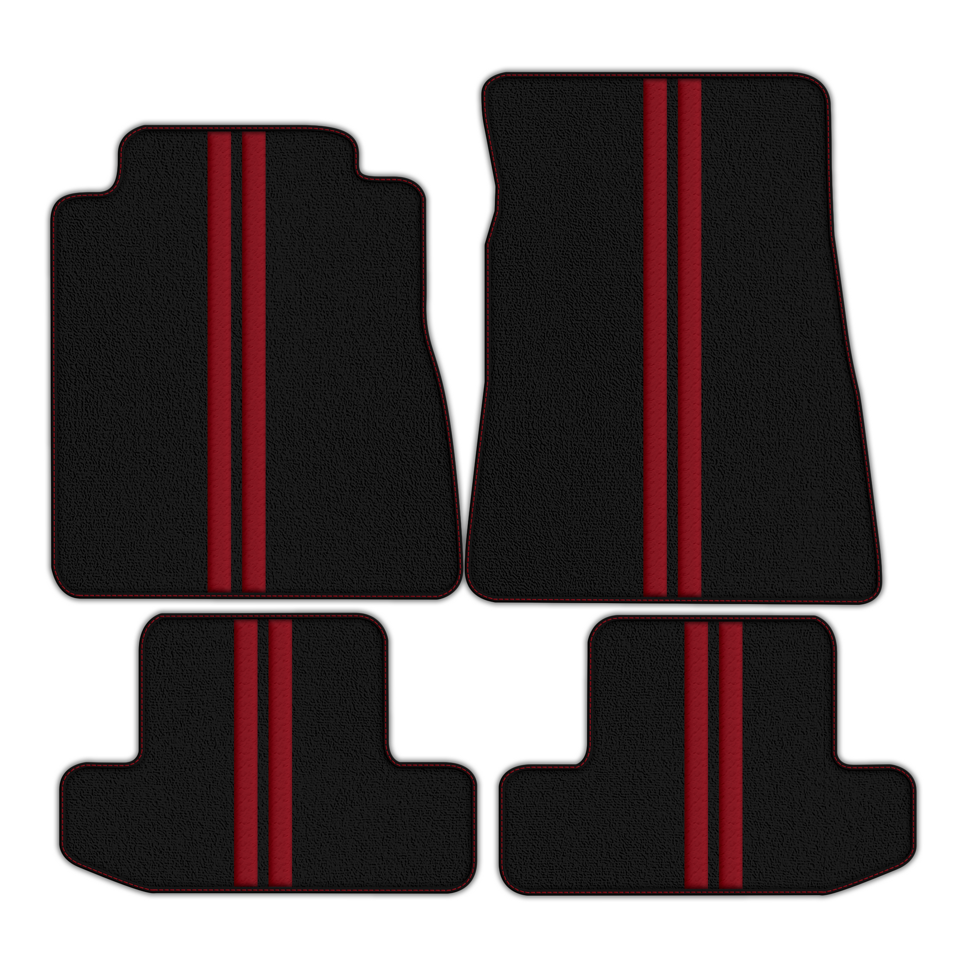 Black Floor Mats with Leather Line for Ford GT500 Shelby (2015-2021) - Various Colors