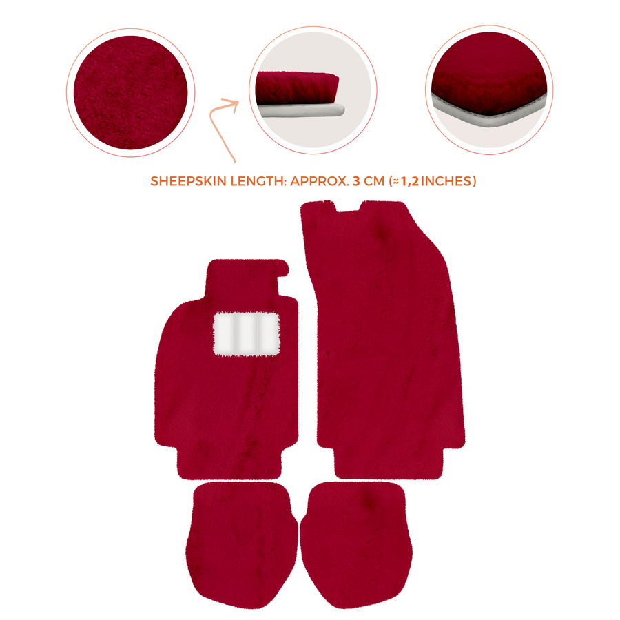Sheepskin Floor Mats for Porsche 911 - 964 (1989-1994) - Sheepskin Length, Various Color Options