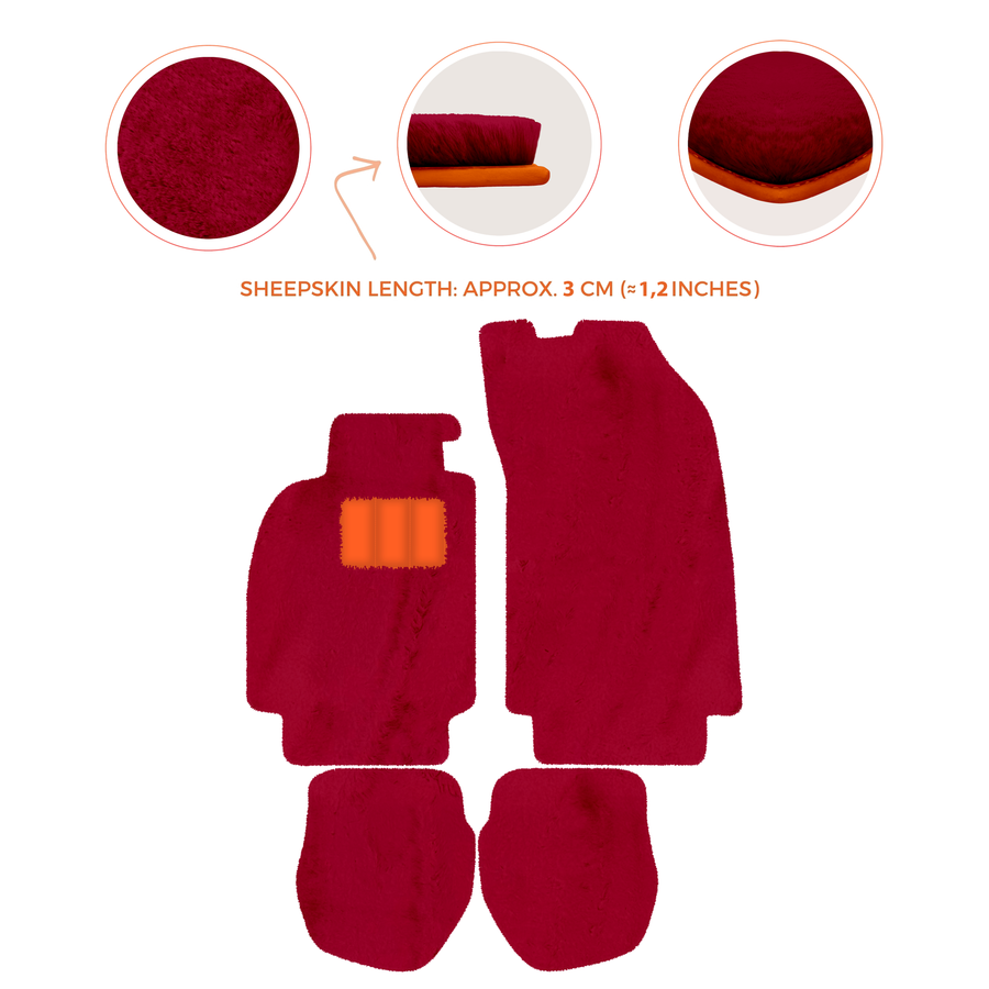 Sheepskin Floor Mats for Porsche 911 - 964 (1989-1994) - Sheepskin Length, Various Color Options