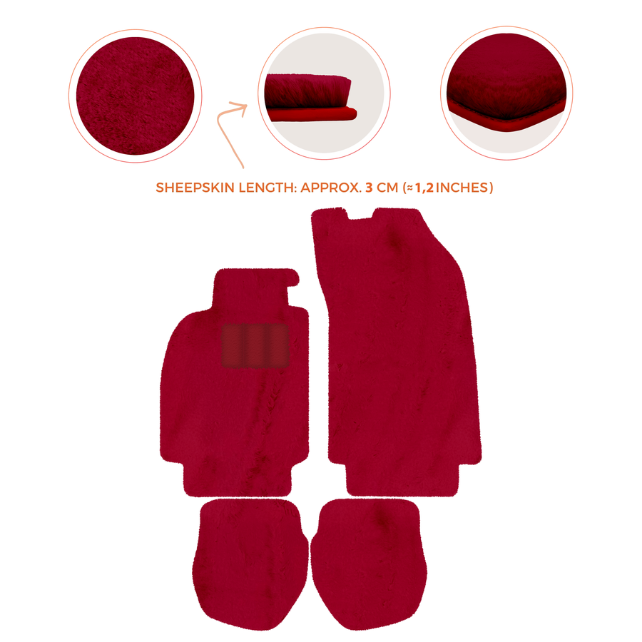 Sheepskin Floor Mats for Porsche 911 - 964 (1989-1994) - Sheepskin Length, Various Color Options