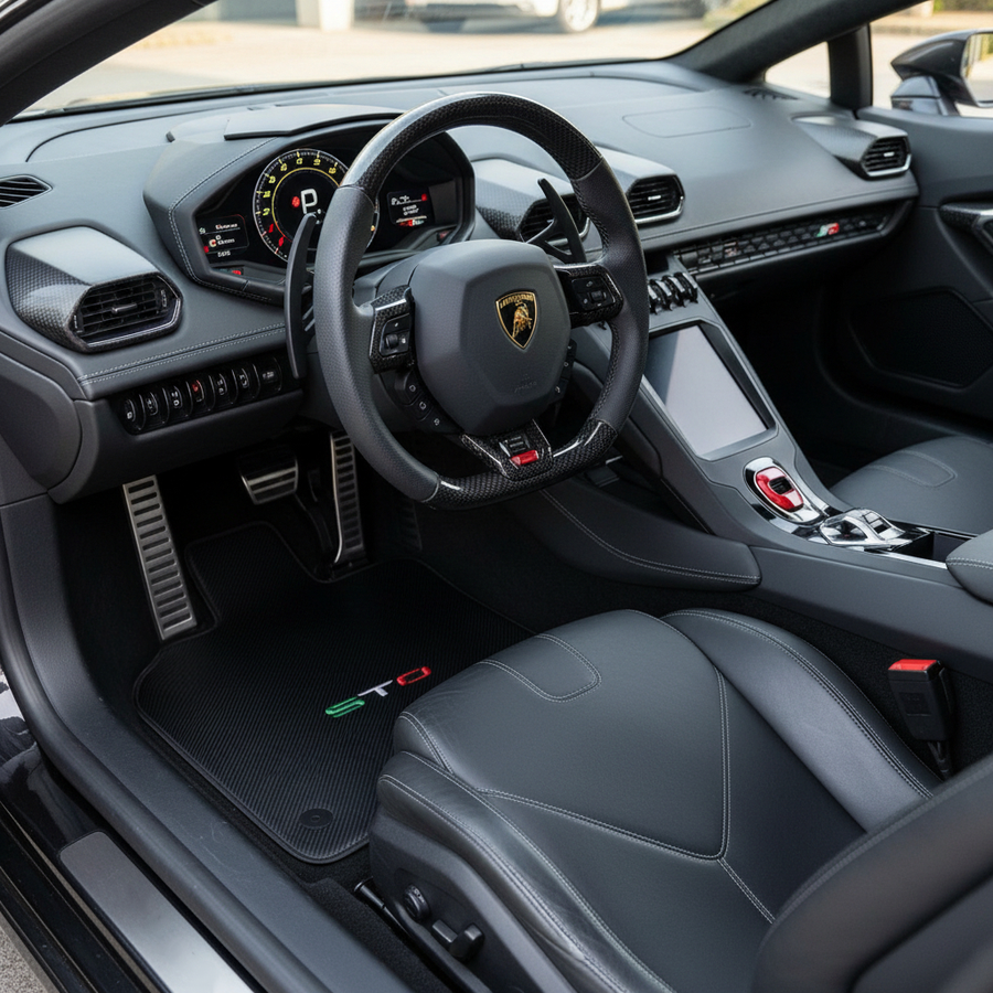 Karbonfiber Bilmatter for Lamborghini Huracan STO italiensk utgave