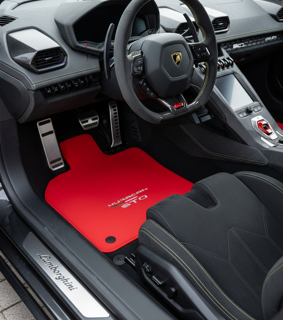 Floor Mats for Lamborghini Huracan STO Red Color | AutoWin