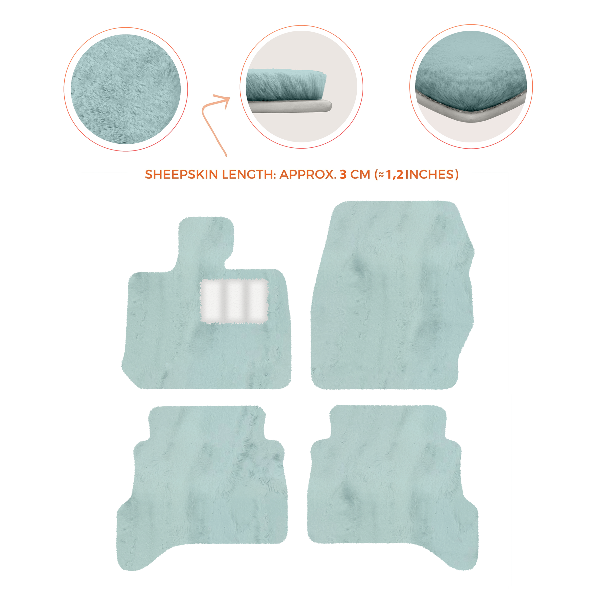 Premium Sheepskin Floor Mats for Land Rover Defender 90 (2007-2020)