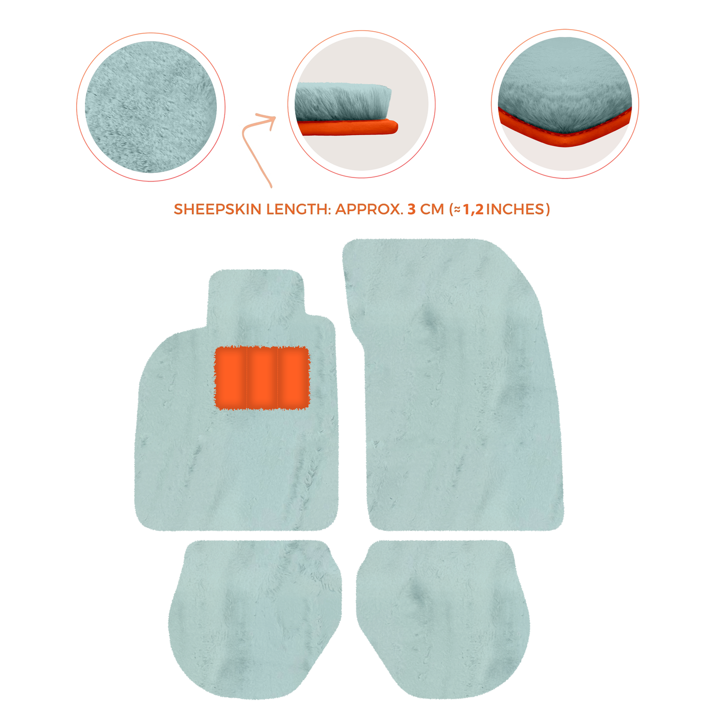 Sheepskin Floor Mats for Porsche 911-993 (1993-1998) - Sheepskin Length, Various Color Options