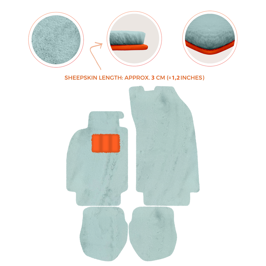 Sheepskin Floor Mats for Porsche 911 - 964 (1989-1994) - Sheepskin Length, Various Color Options