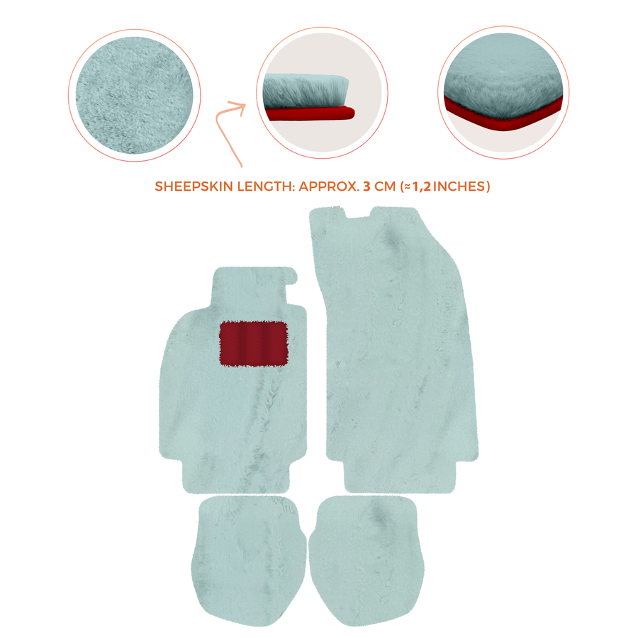 Sheepskin Floor Mats for Porsche 911 - 964 (1989-1994) - Sheepskin Length, Various Color Options