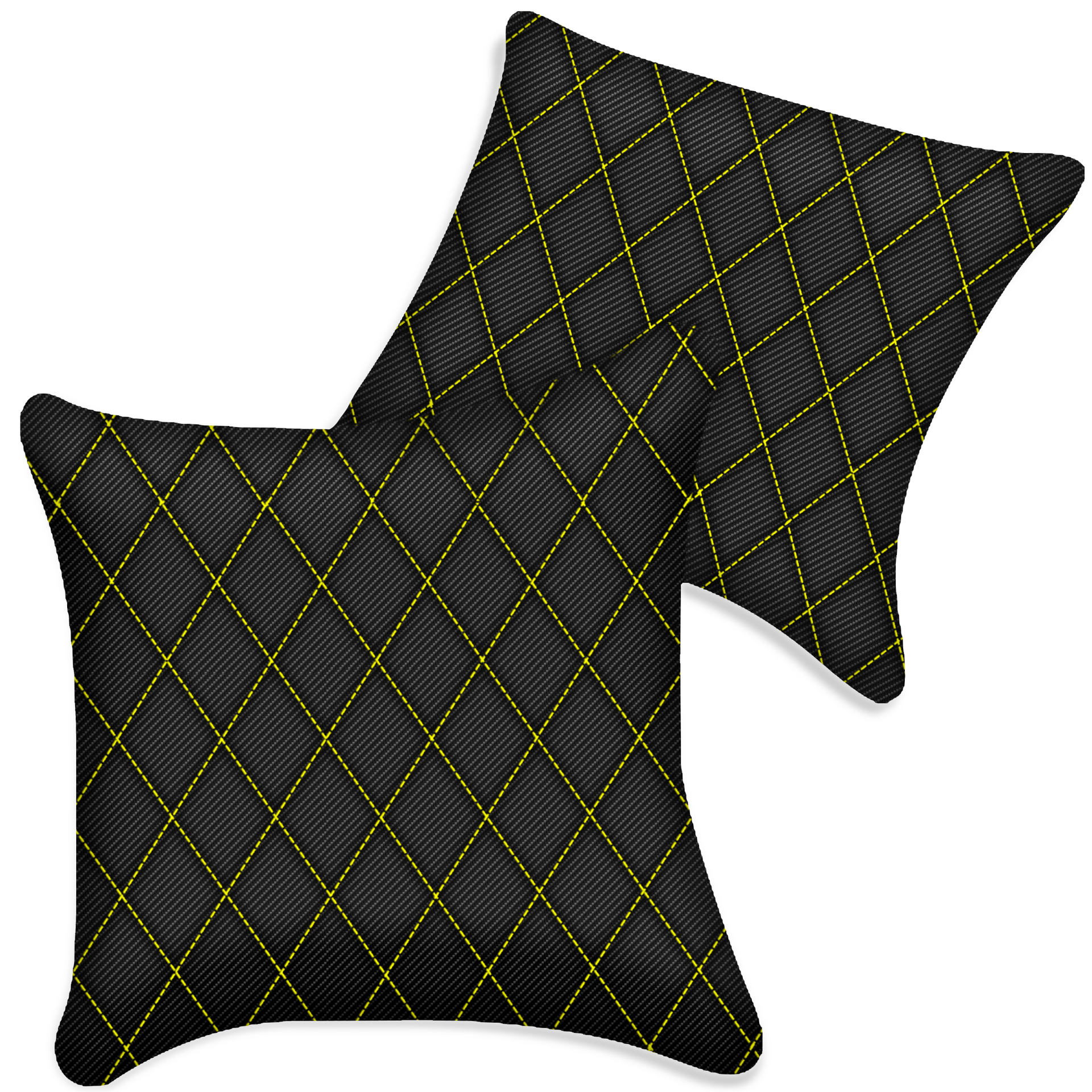 Customizable Black Carbon Fiber Pillows Set of 2 for All Vehicles | Single Diamond Pattern