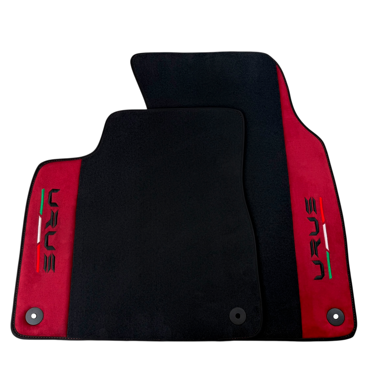Black Floor Mats for Lamborghini Urus with Bordeaux Alcantara Leather