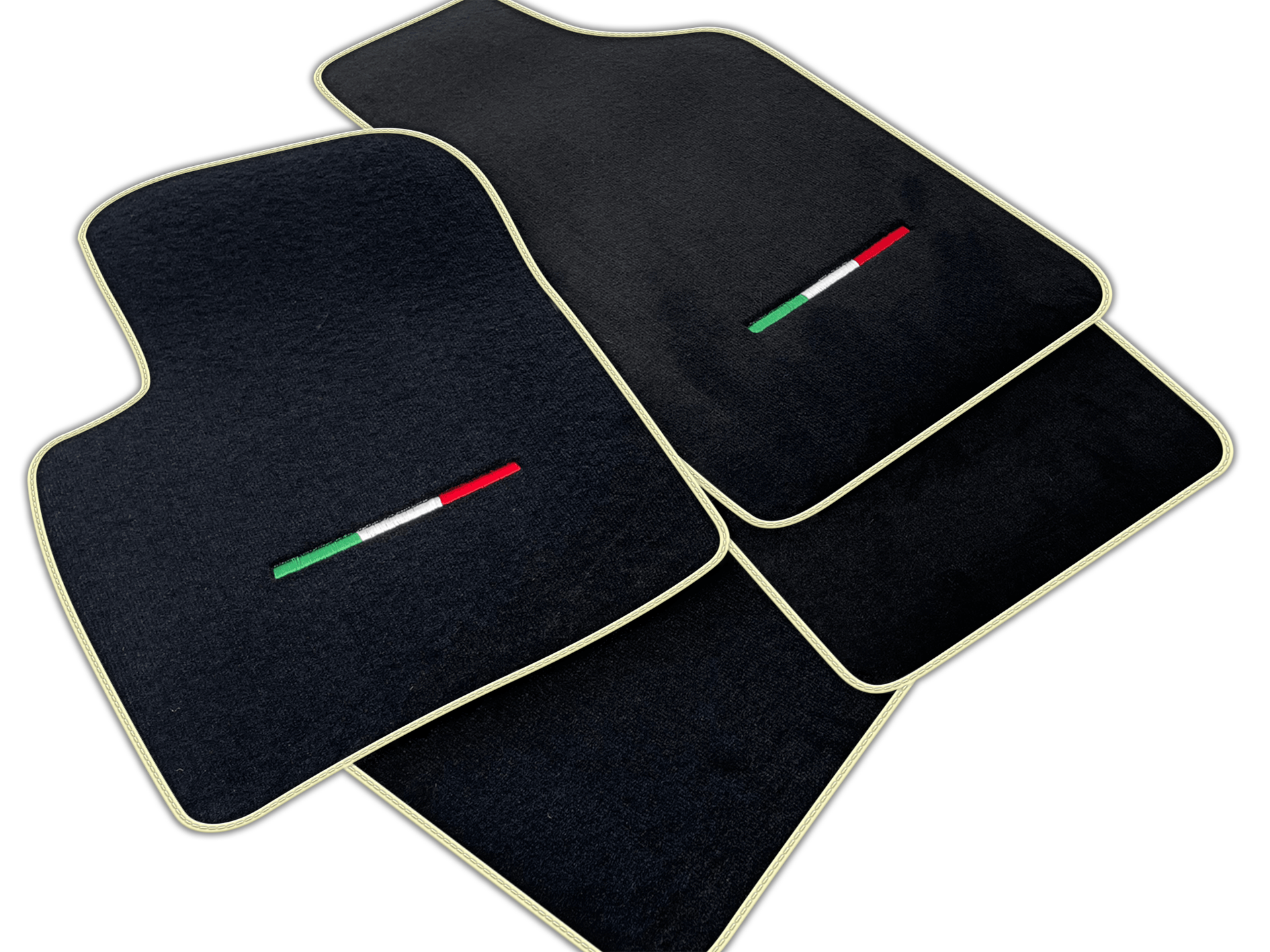 Italian Edition Black Floor Mats for Fiat 500 (2013-2015) Automatic
