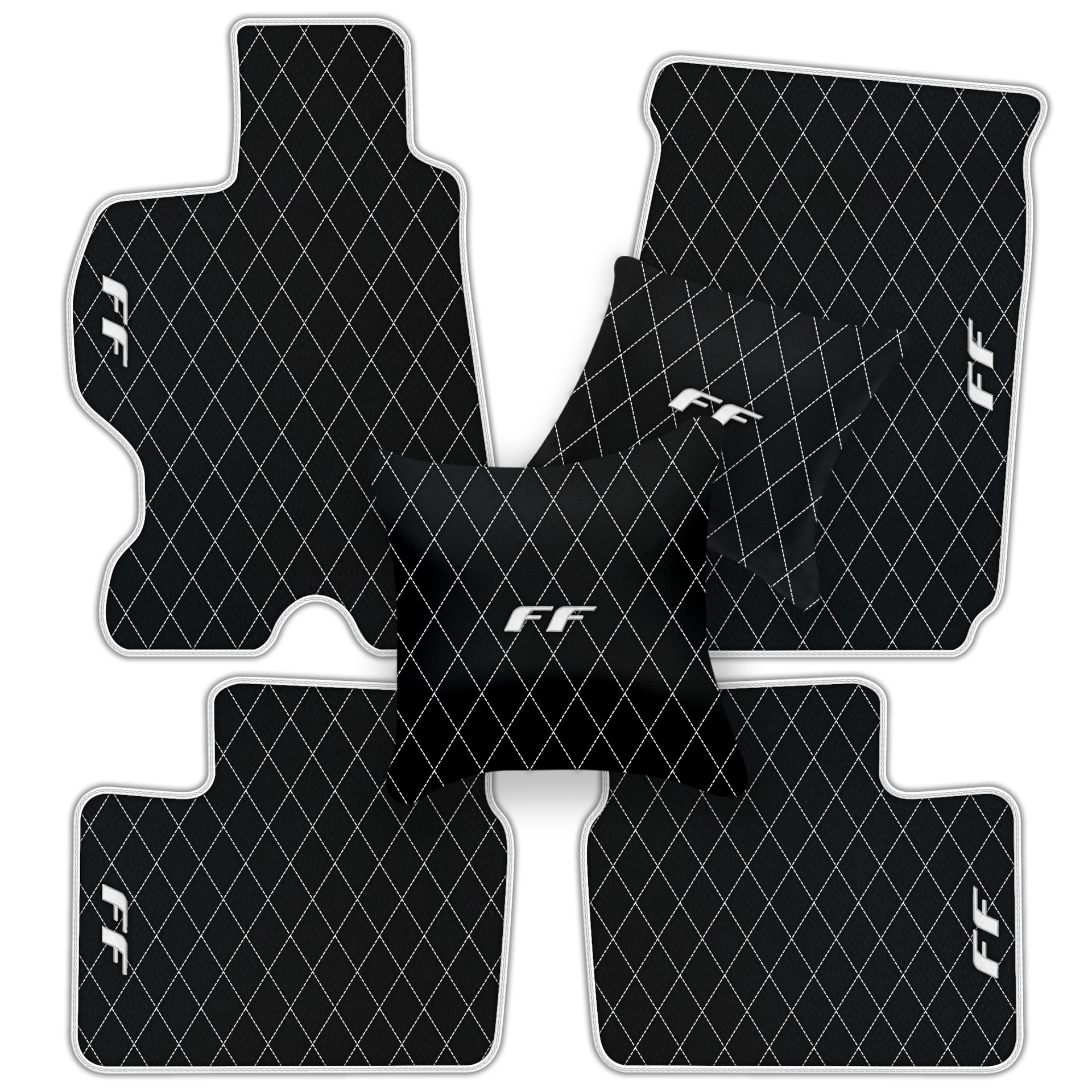 Luxury Black Leather Floor Mats for Ferrari Roma (2021-2024)