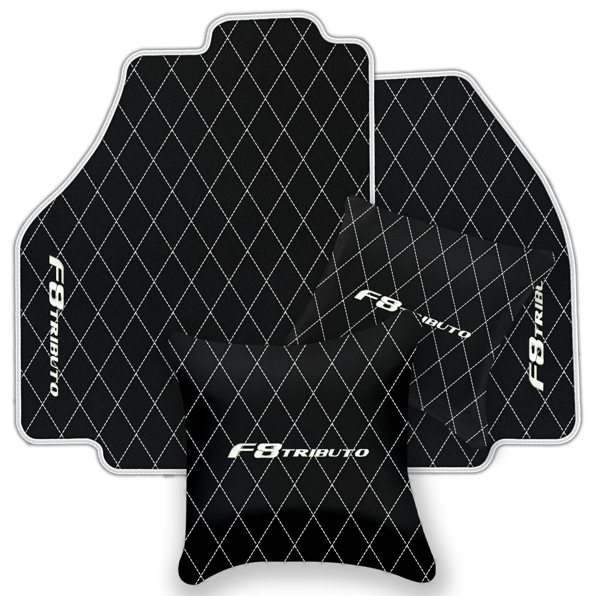 Premium Black Leather Floor Mats for Ferrari F8 Spider (2019-2023)