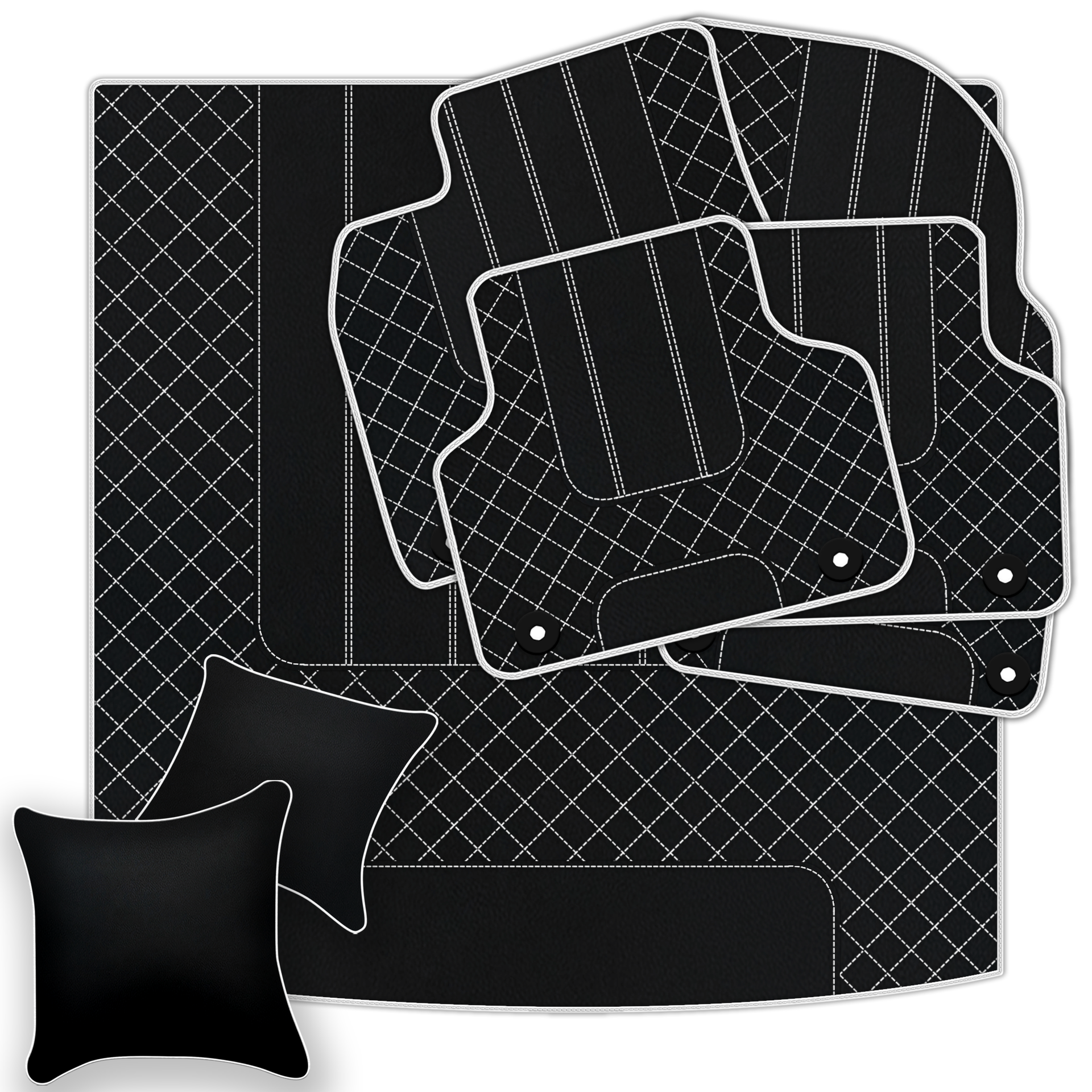 Premium Black Leather Floor Mats for Rolls Royce Shadow (1965-1977)