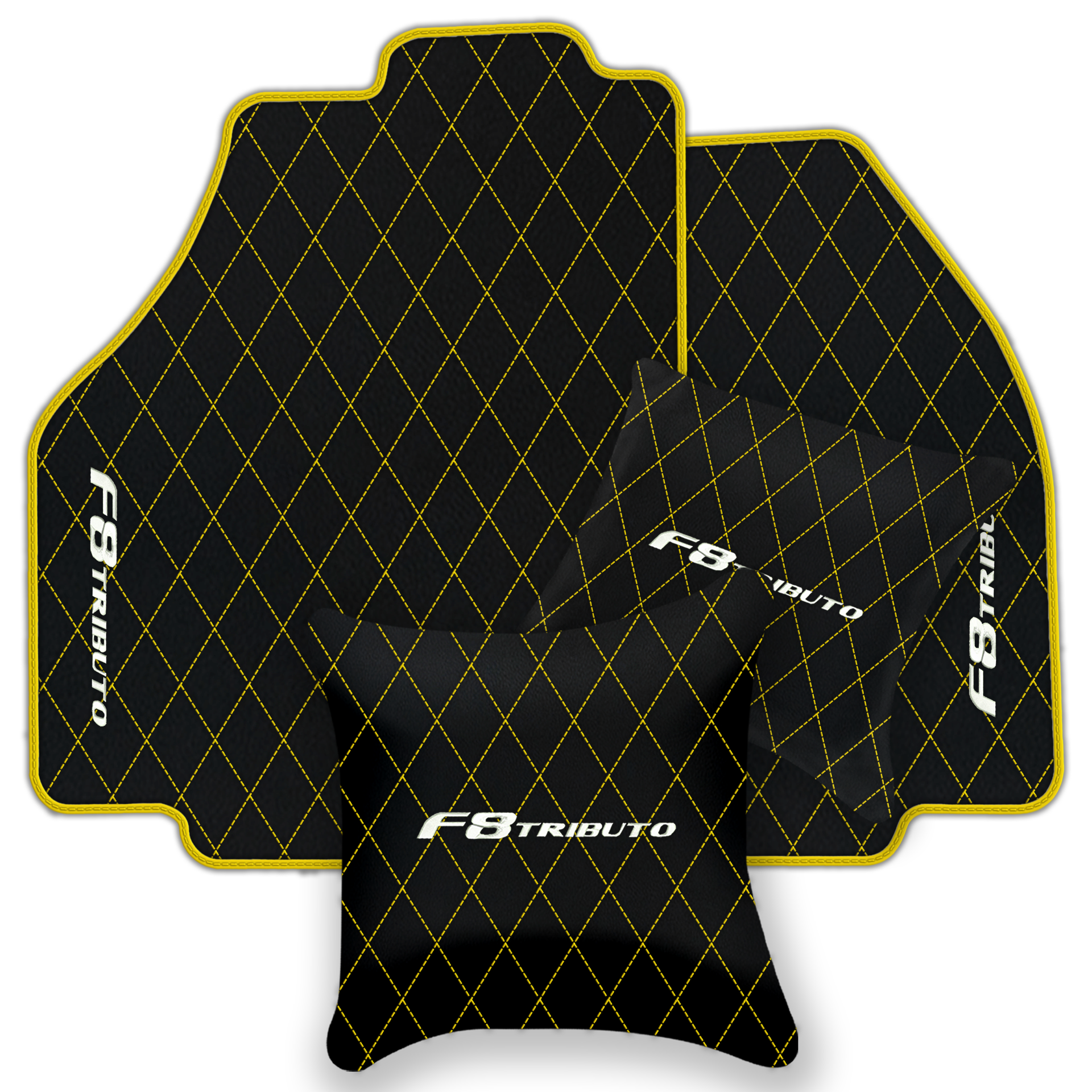 Premium Black Leather Floor Mats for Ferrari F8 Spider (2019-2023)