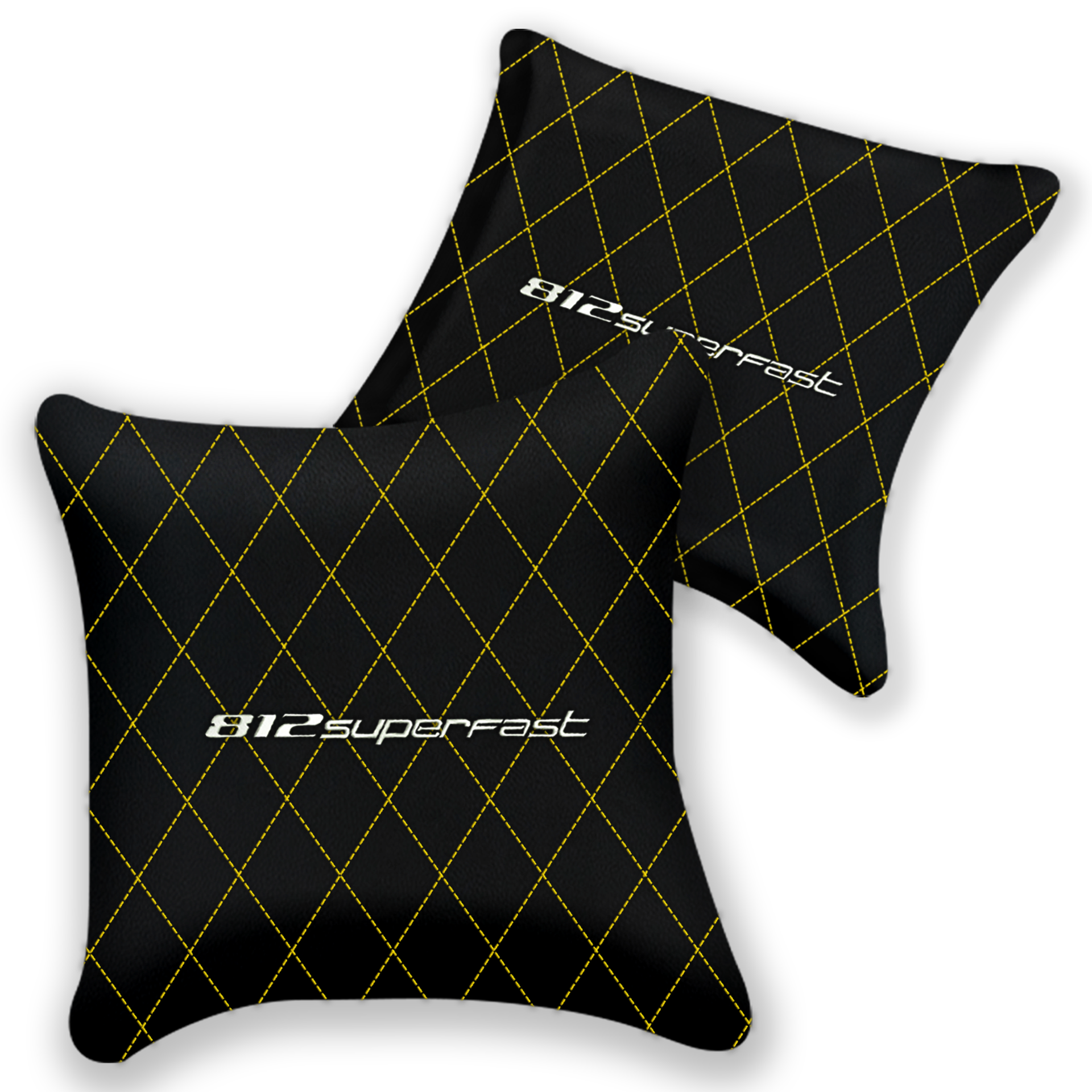 Customizable Black Leather Pillows for Ferrari F12 (2012-2022)