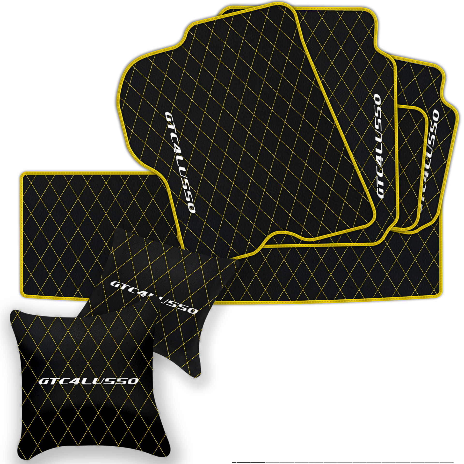 Luxury Black Leather Floor Mats for Ferrari Roma (2021-2024)