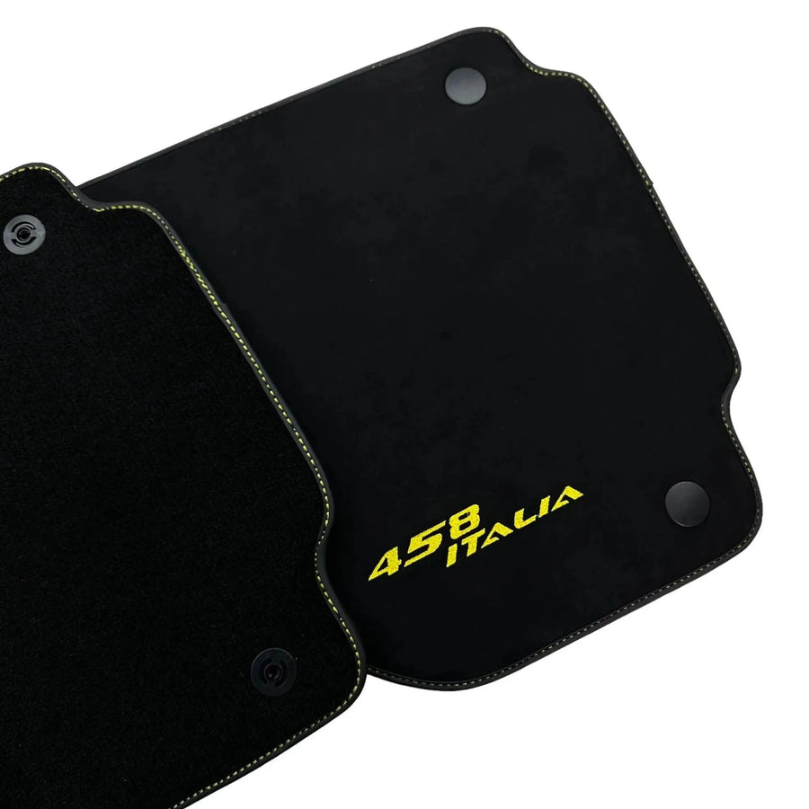 Alcantara Schwarze Autofußmatten für Ferrari 458 Italia (2009-2015) Gelb - AutoWin