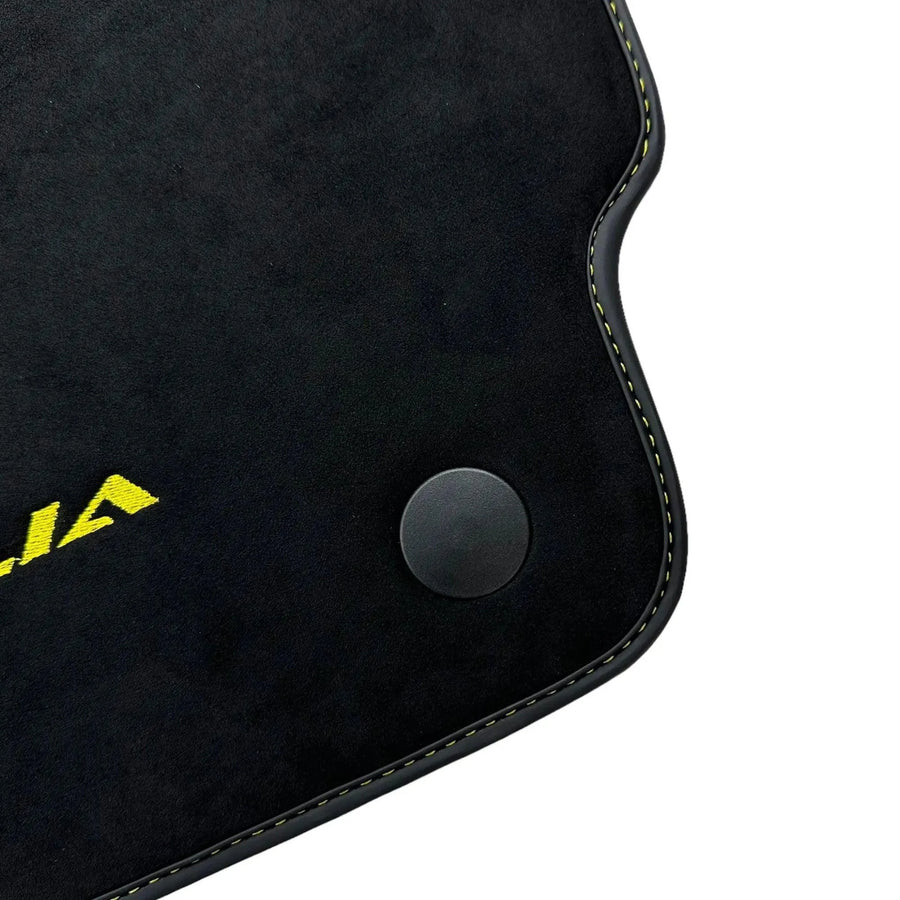 Alcantara Schwarze Autofußmatten für Ferrari 458 Italia (2009-2015) Gelb - AutoWin