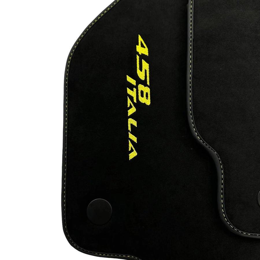 Alcantara Schwarze Autofußmatten für Ferrari 458 Italia (2009-2015) Gelb - AutoWin