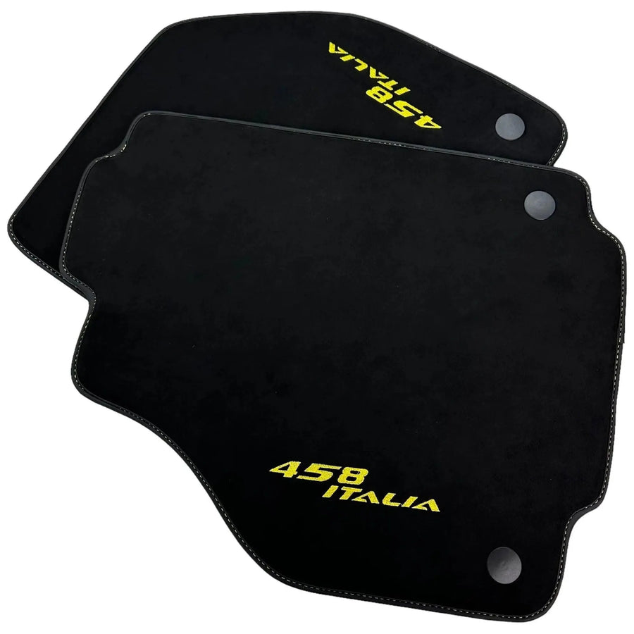 Alcantara Schwarze Autofußmatten für Ferrari 458 Italia (2009-2015) Gelb - AutoWin