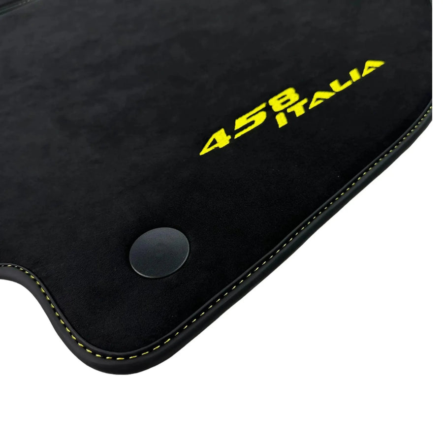 Alcantara Schwarze Autofußmatten für Ferrari 458 Italia (2009-2015) Gelb - AutoWin