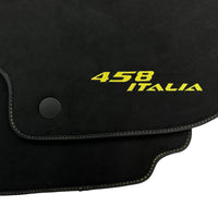 Alcantara Schwarze Autofußmatten für Ferrari 458 Italia (2009-2015) Gelb - AutoWin