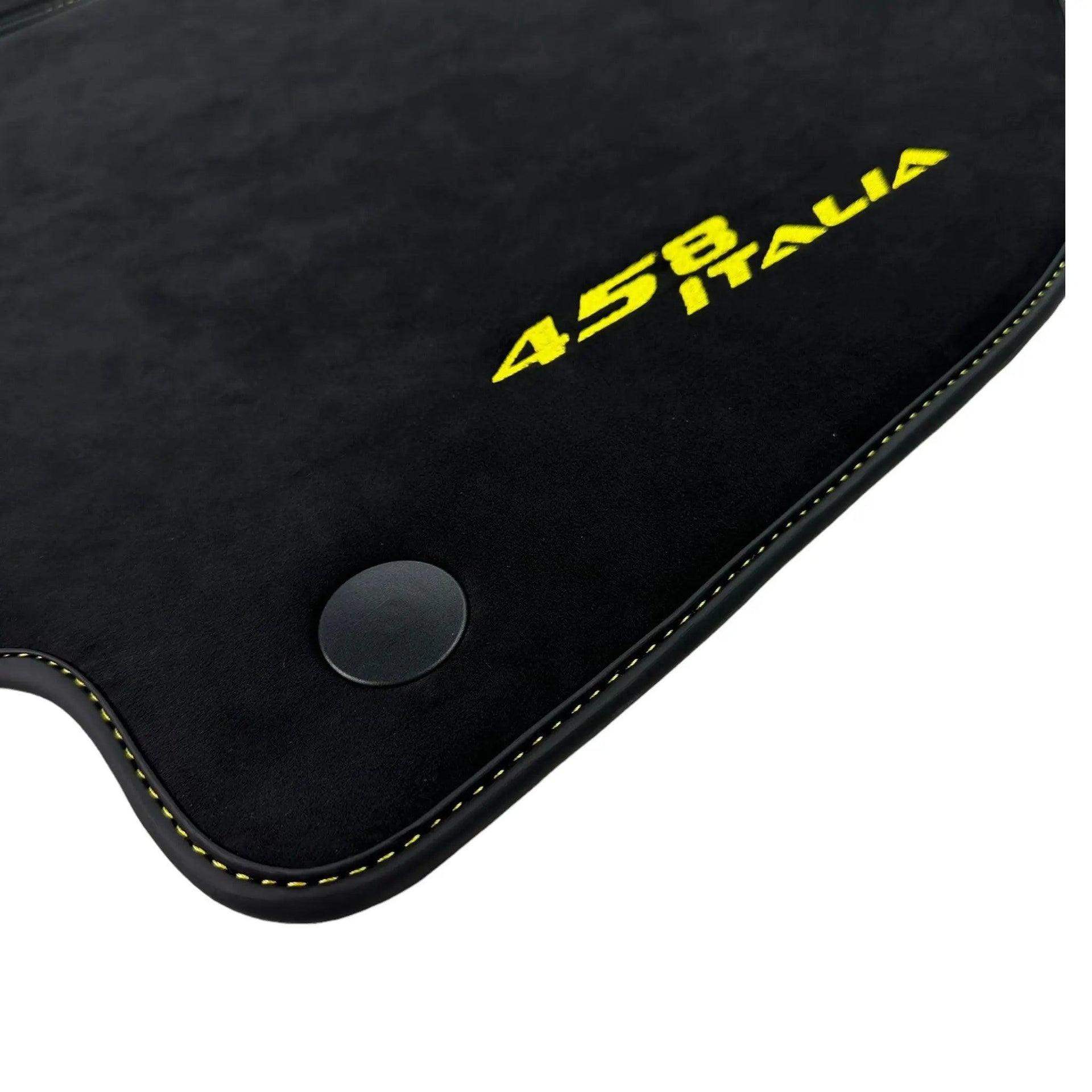 Alcantara Black Floor Mats For Ferrari 458 Italia (2009-2015) Yellow - AutoWin