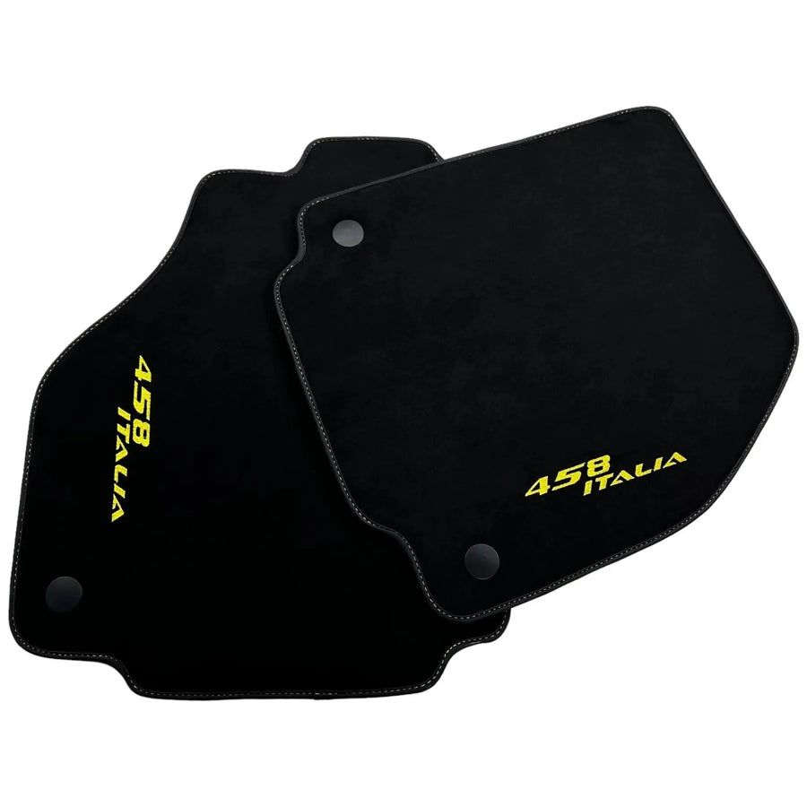 Alcantara Schwarze Autofußmatten für Ferrari 458 Italia (2009-2015) Gelb - AutoWin