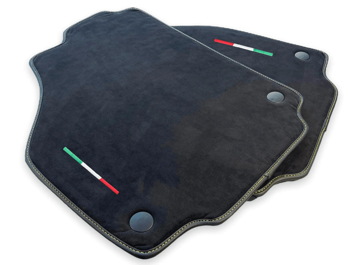 Alcantara Floor Mats For Ferrari 488 GTB 2016-2022 Yellow Logo - AutoWin