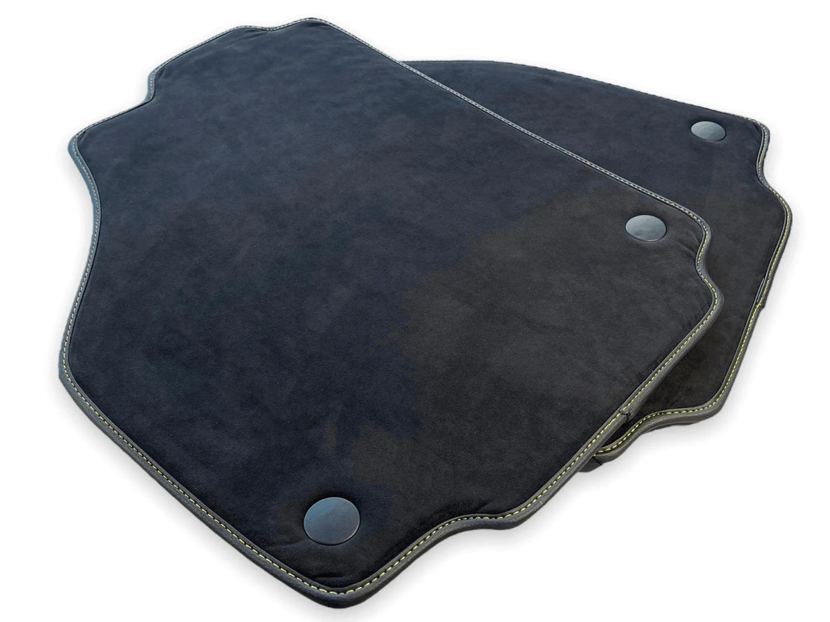 Alcantara Floor Mats For Ferrari 488 GTB 2016-2022 Yellow Logo - AutoWin
