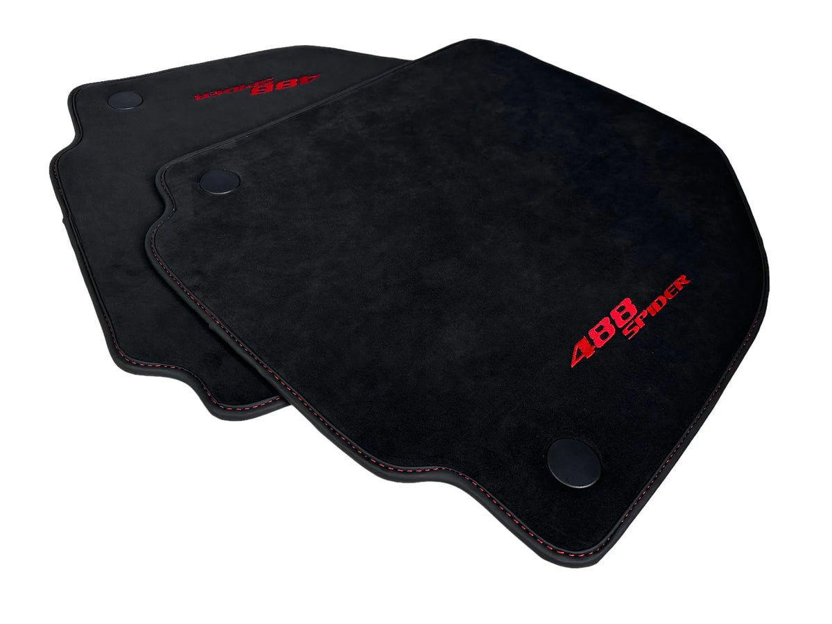 Alcantara Floor Mats for Ferrari 488 Spider 2016-2022 Red Sewing - AutoWin