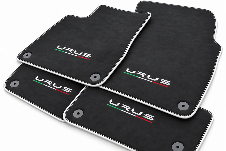 Alcantara Floor Mats For Lamborghini Urus White trim
