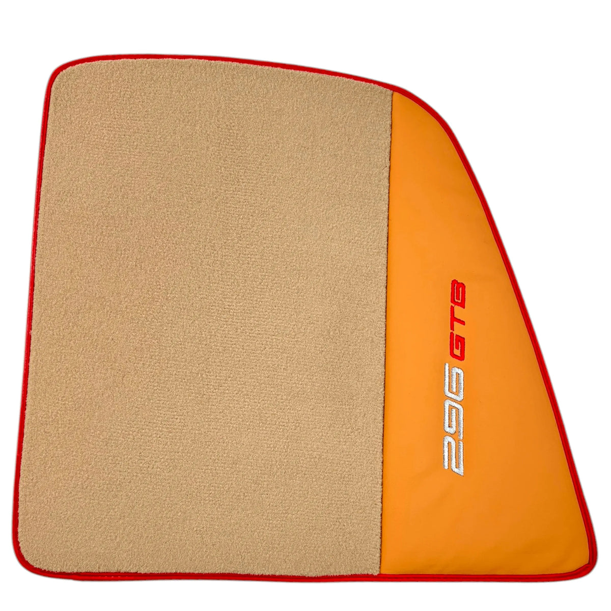 Beige Floor Mats for Ferrari 296 GTB (2022-2027) with Beige Nappa Leather | Red Trim