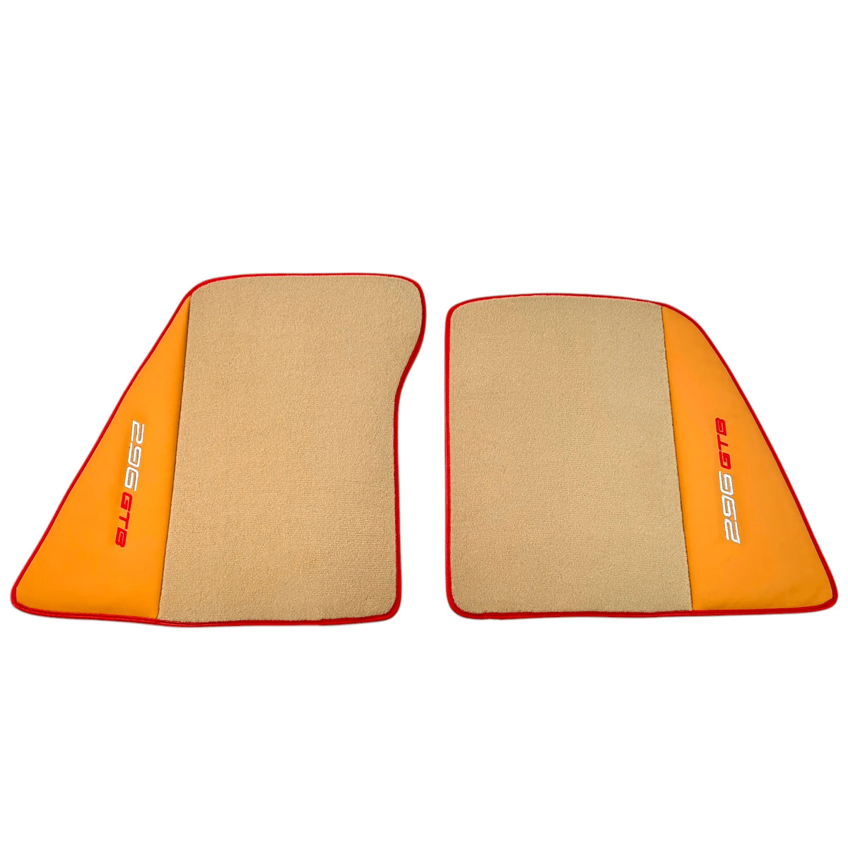 Beige Floor Mats for Ferrari 296 GTB (2022-2027) with Beige Nappa Leather | Red Trim