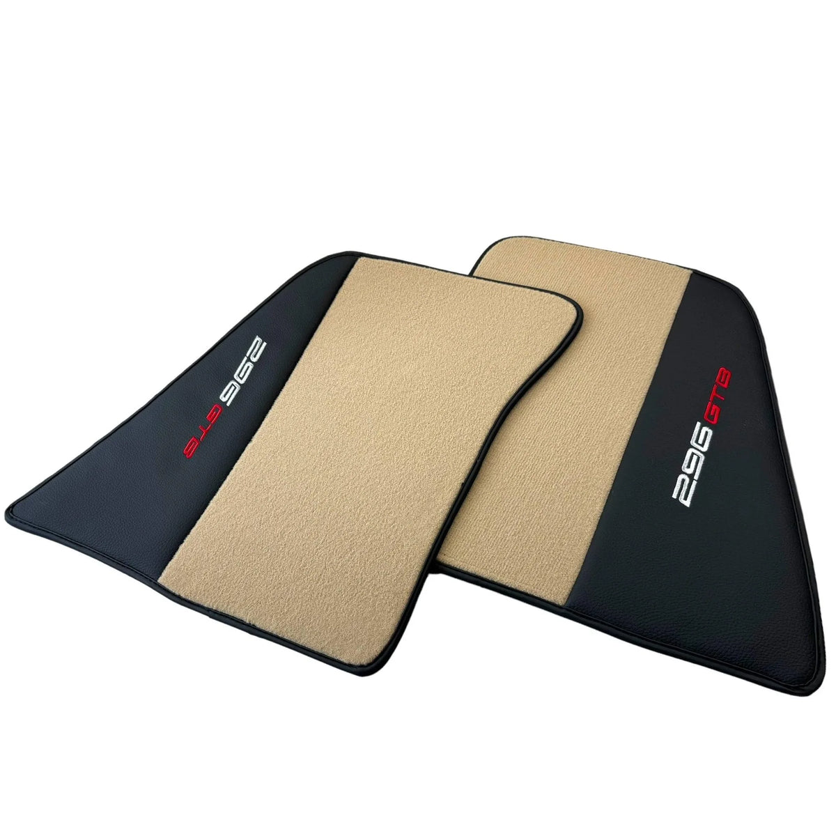 Beige Floor Mats for Ferrari 296 GTB (2022-2027) with Leather - AutoWin