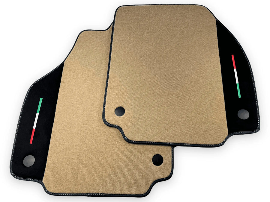 Beige Floor Mats For Ferrari 488 Spider 2015-2022 With Alcantara Leather - AutoWin