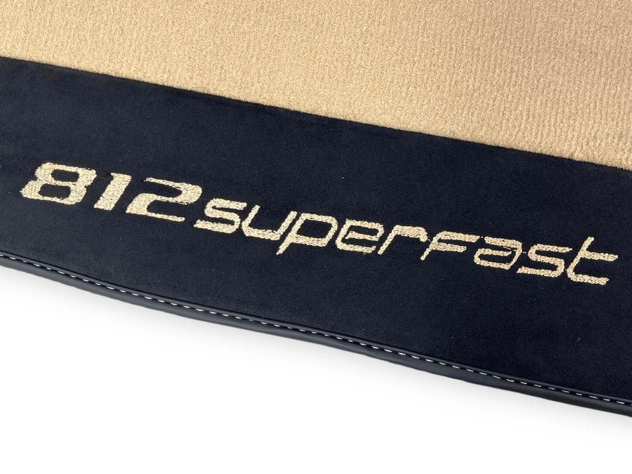 Beige Floor Mats For Ferrari 812 Superfast With Alcantara Leather - AutoWin
