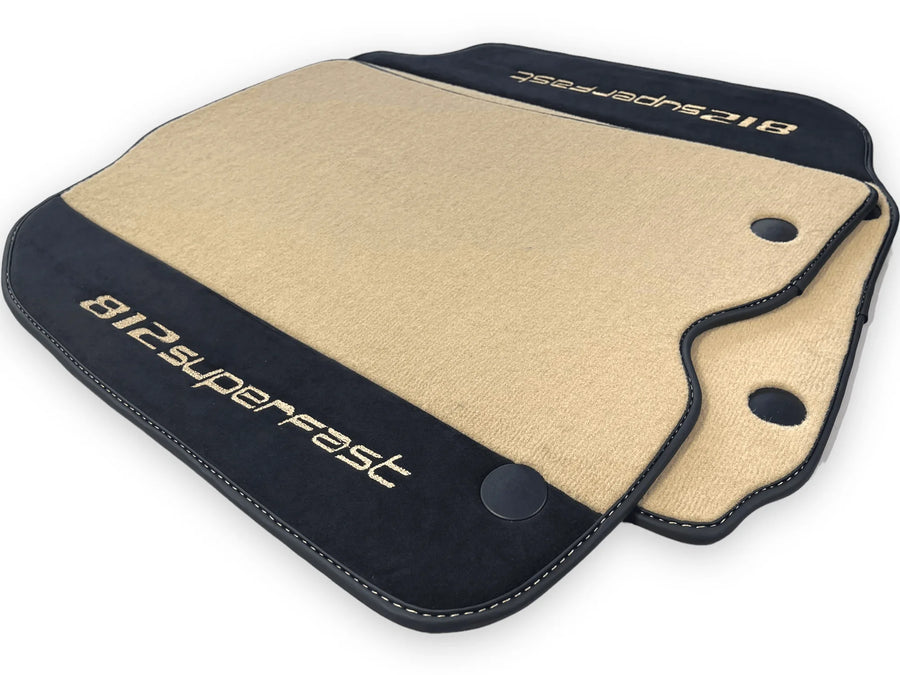 Beige Floor Mats For Ferrari 812 Superfast With Alcantara Leather - AutoWin