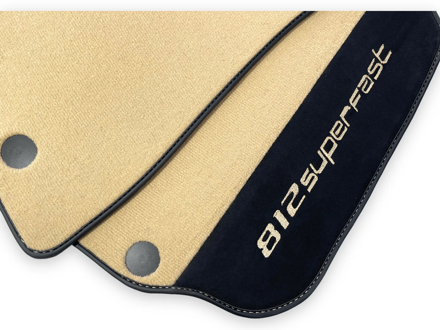Beige Floor Mats For Ferrari 812 Superfast With Alcantara Leather - AutoWin