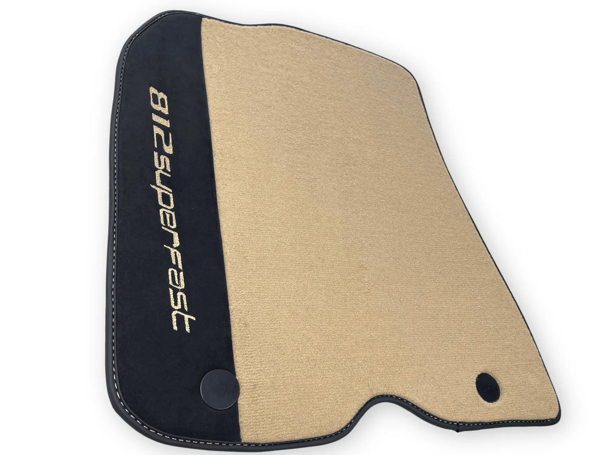 Beige Floor Mats For Ferrari 812 Superfast With Alcantara Leather - AutoWin