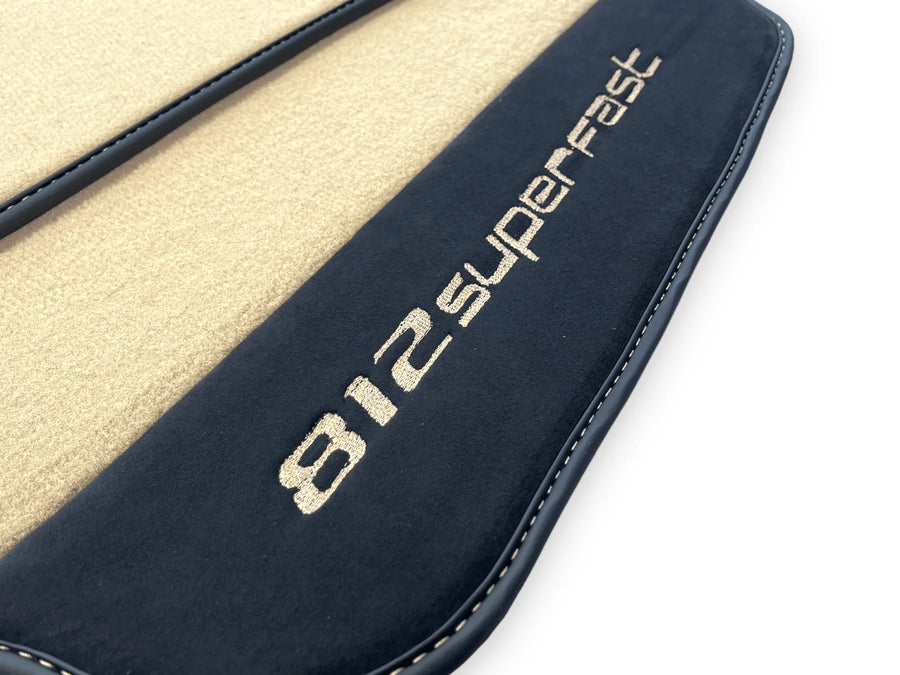 Beige Floor Mats For Ferrari 812 Superfast With Alcantara Leather - AutoWin