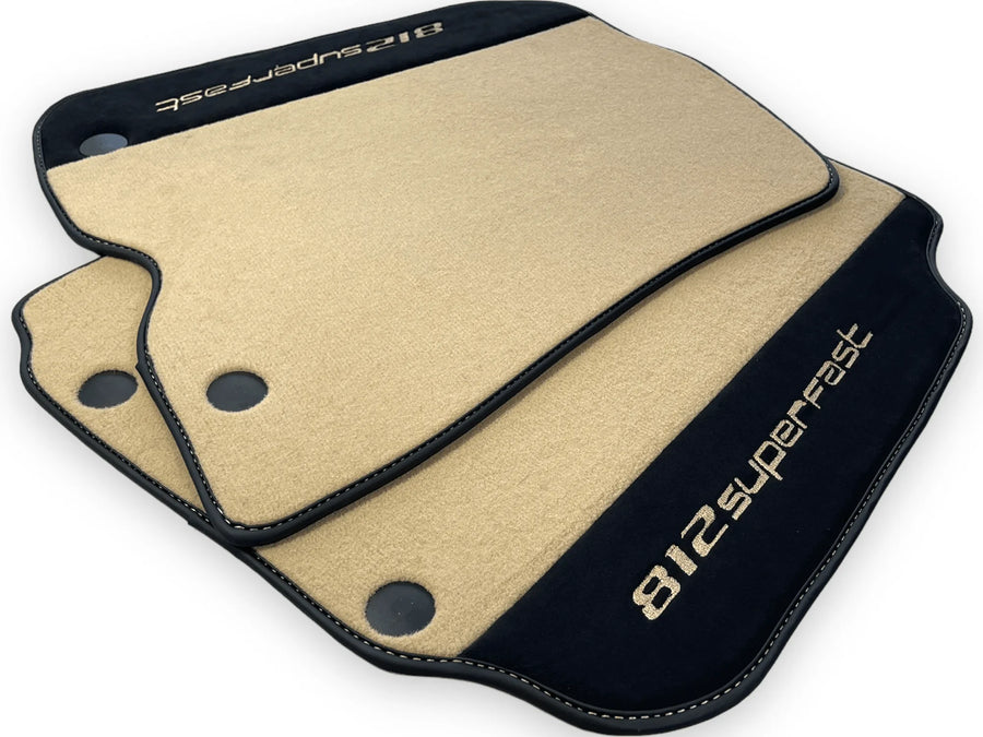 Beige Floor Mats For Ferrari 812 Superfast With Alcantara Leather - AutoWin
