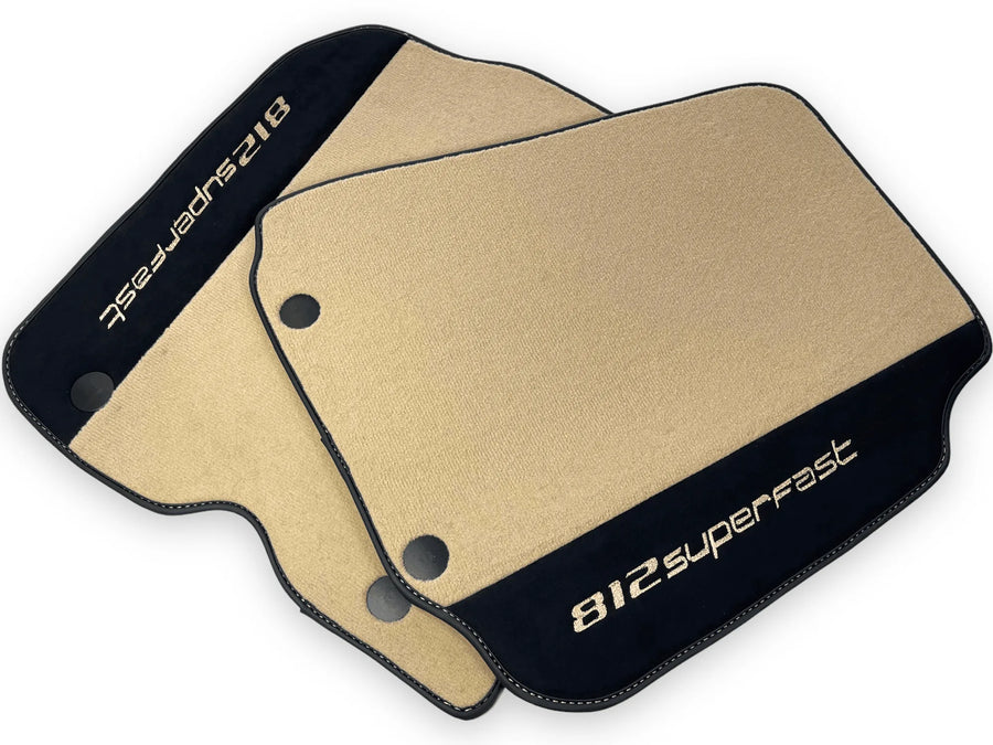 Beige Floor Mats For Ferrari 812 Superfast With Alcantara Leather - AutoWin